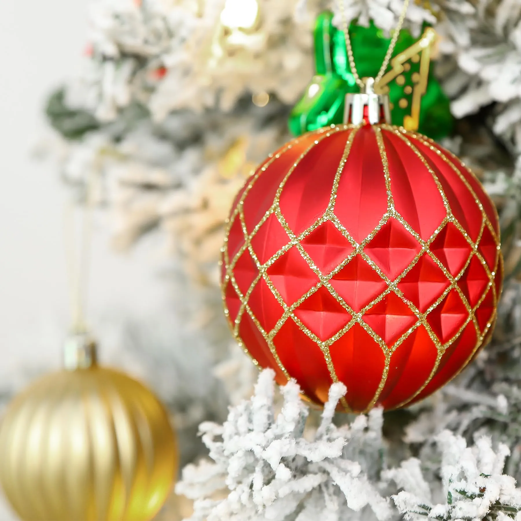 12ct 3.15 Inch Red & Gold Christmas Tree Balls Ornaments