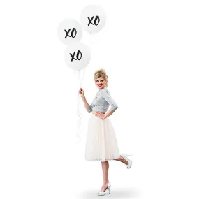 17" Large White Round Wedding Balloons - "XO"