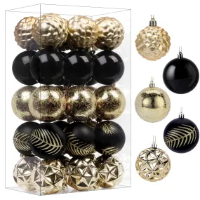 30ct 2.36 Inch Black & Gold Christmas Tree Balls Ornaments