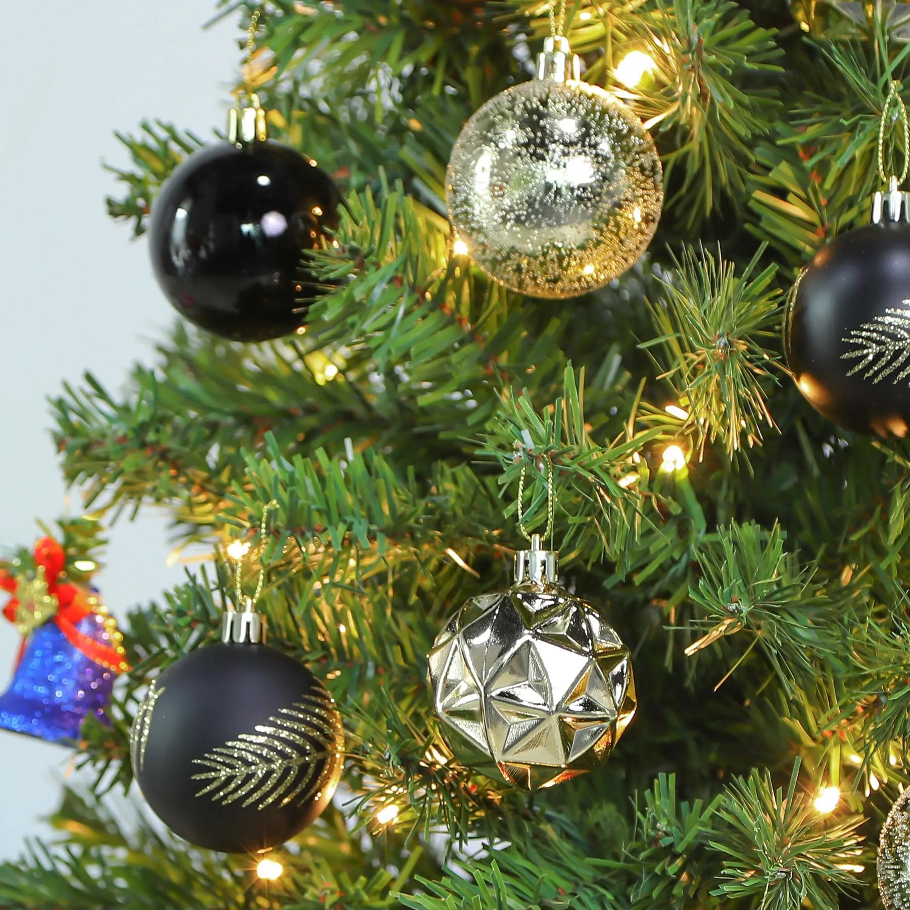 30ct 2.36 Inch Black & Gold Christmas Tree Balls Ornaments