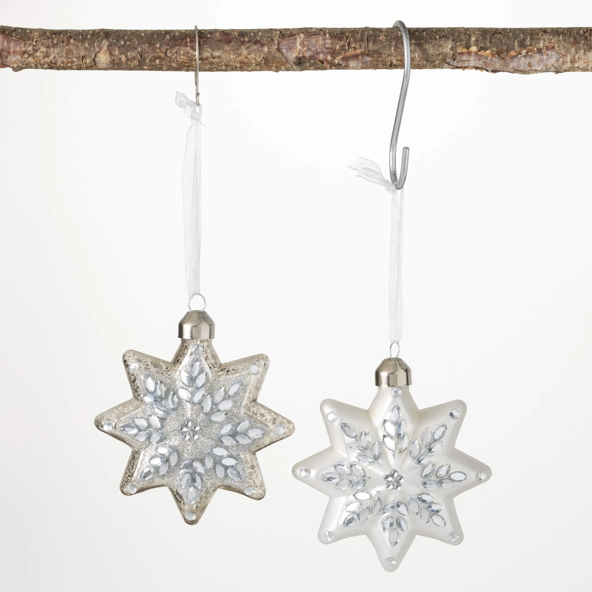 4"H Sullivans Snowflake Ornament - Set of 2, Silver Christmas Ornaments