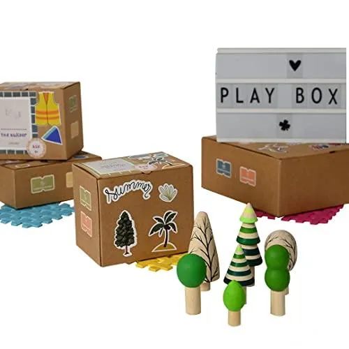 5 Pcs Wooden Tropical Tree Toy Set Wooden Forest Various Sizes Pretend Play Natural Wood Trees Creative Children's Arts Toy