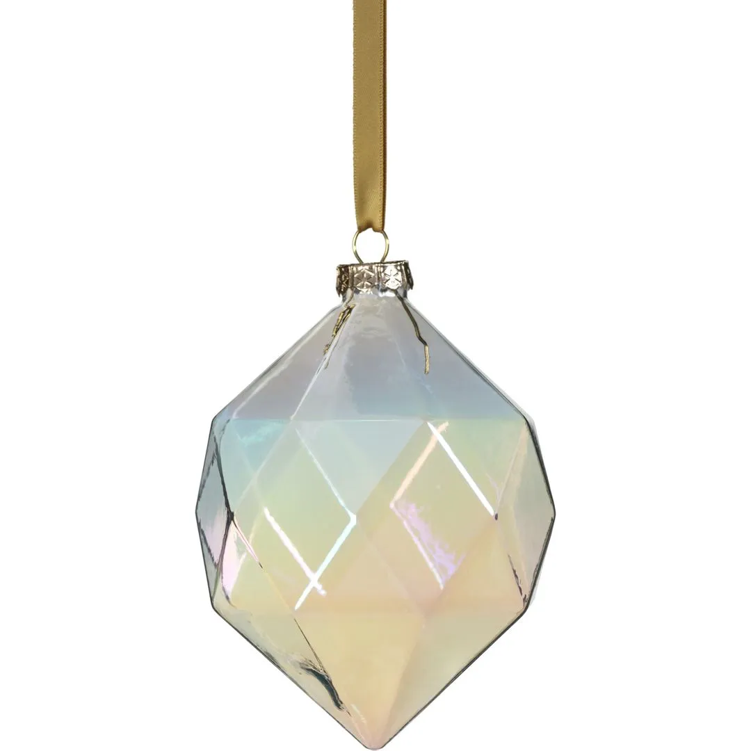 6-Piece Set Clear Luster Faceted Glass Hanging Ornaments