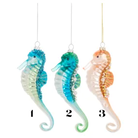 7.5" Glass Royal Seahorse Ornament (sold individually)