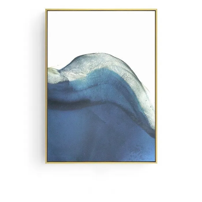 Abstract Blue and White Wall Art With Frame