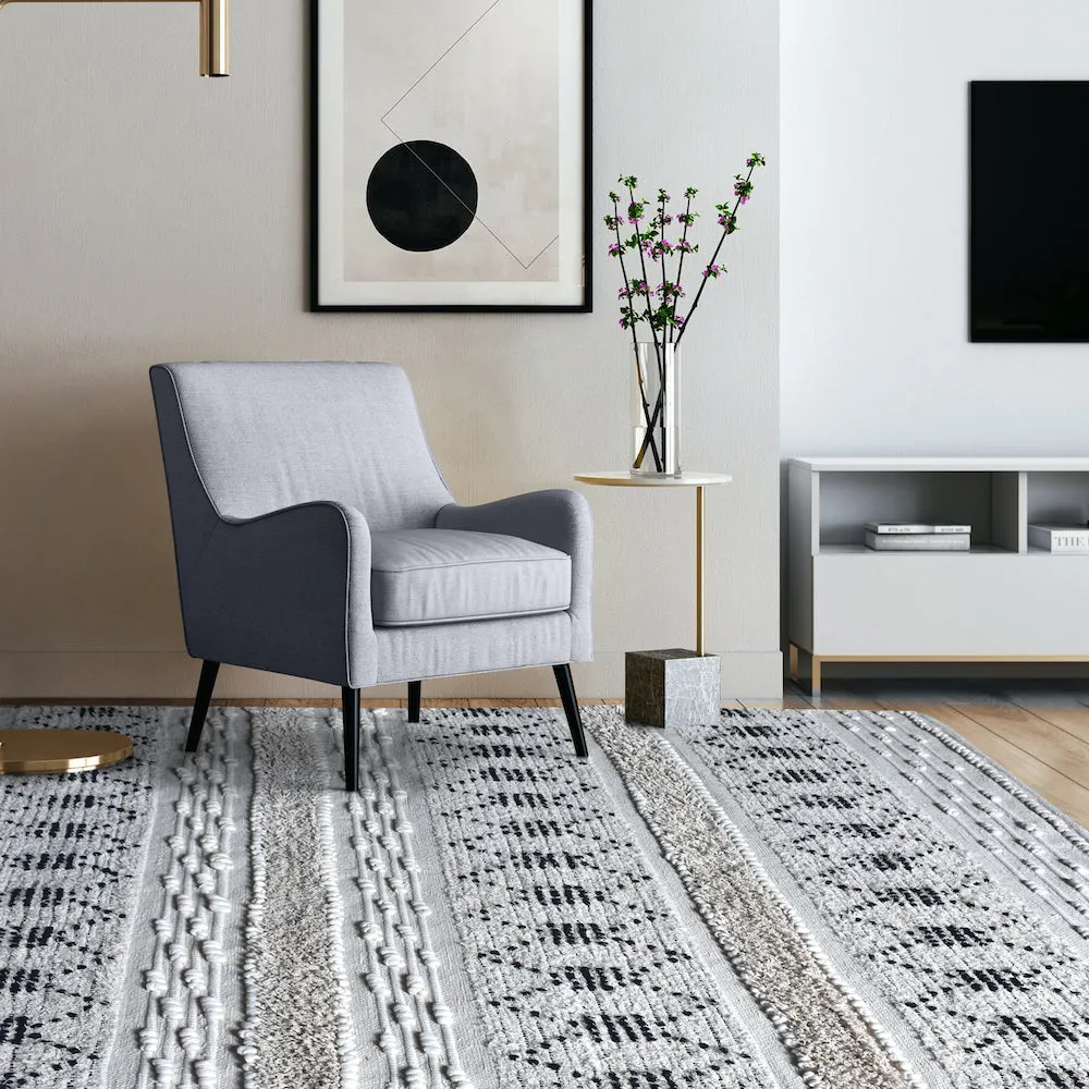 Adanno Cream and Black Modern Rug