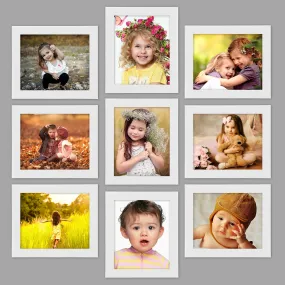 AJANTA ROYAL Classic set of 9 Individual Photo Frames (9-8x10 Inch) : A-62C (White)