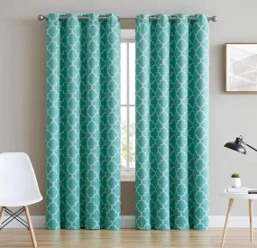 Amazures Polyester Floral Blackout Digitail Print Lattice Thermal Insulated Blackout Curtains for Living Room -(4X7Feet) - Set of 2