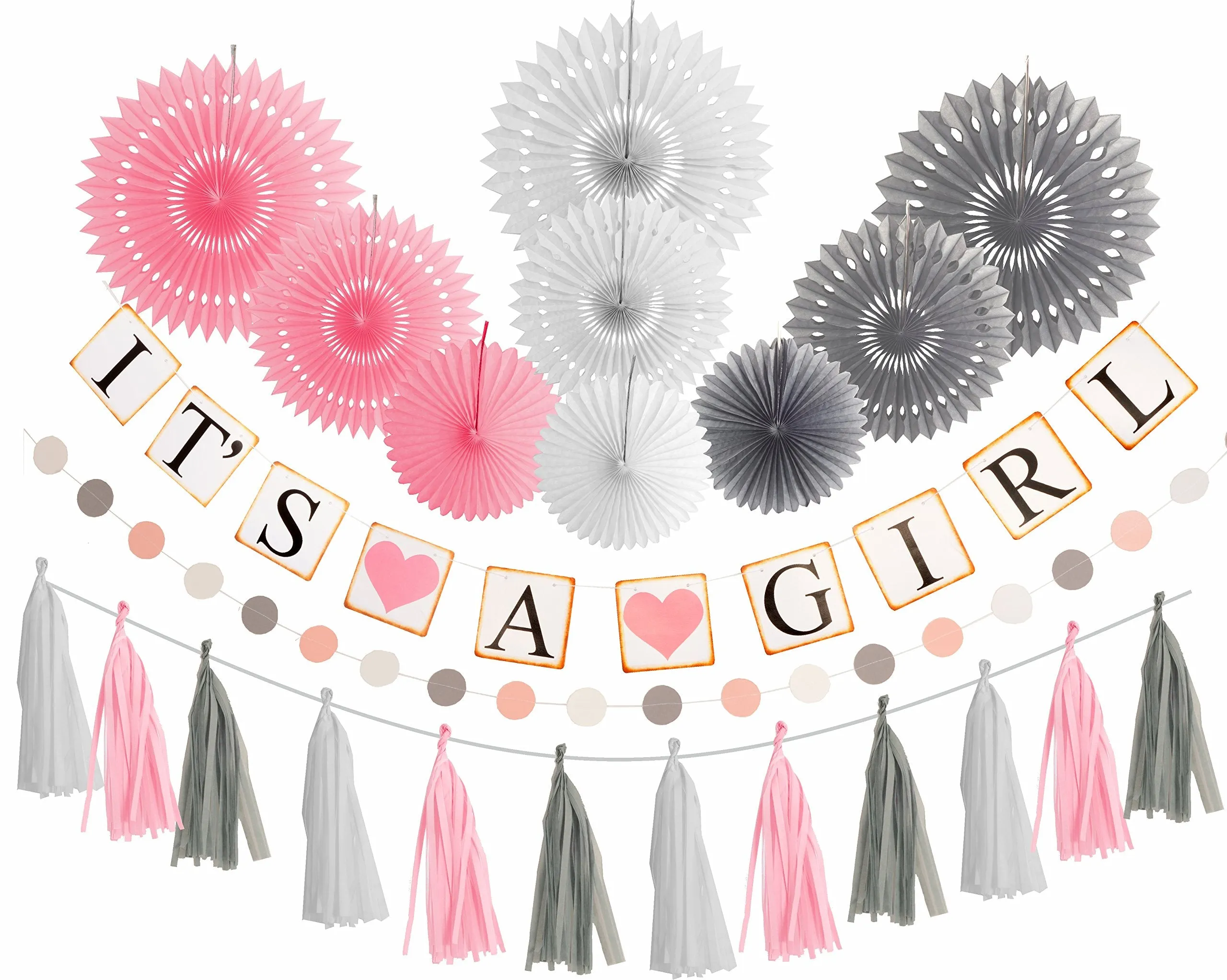 Baby Shower Decorations for Girl, Its A Girl Banner, Girl Baby Shower Decoration, Elephant