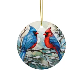 Beautiful Pair Ceramic Ornaments, 2-Side Print