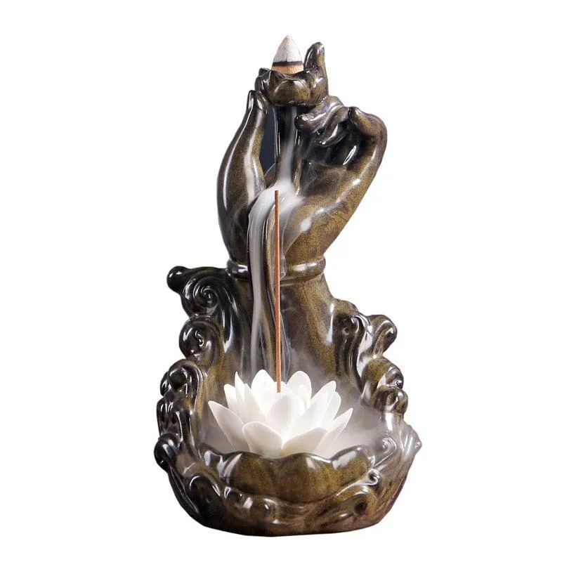 'Blessing Lotus' Ceramic Incense Holder