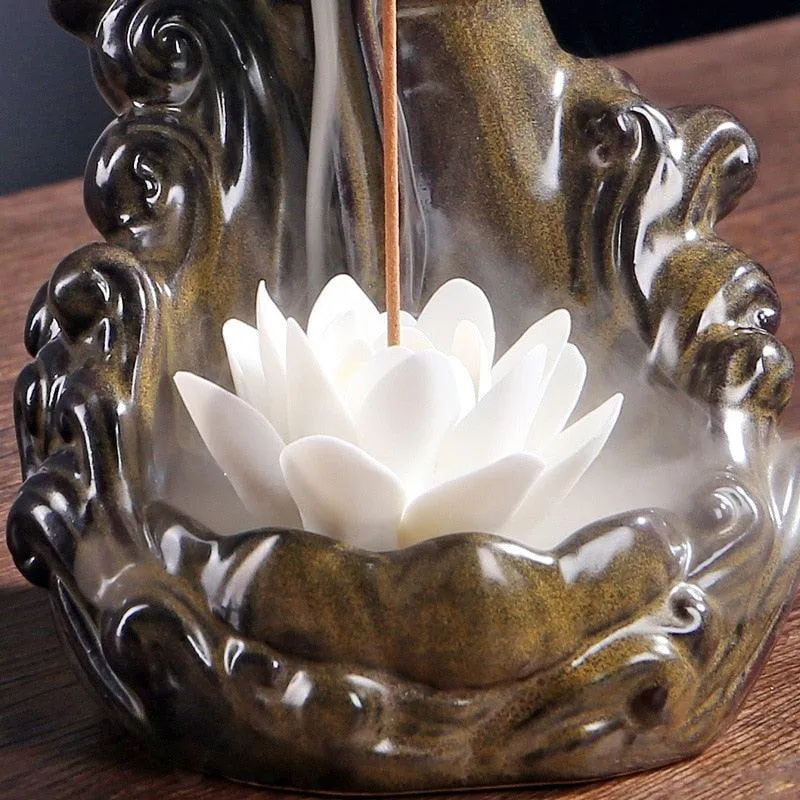 'Blessing Lotus' Ceramic Incense Holder