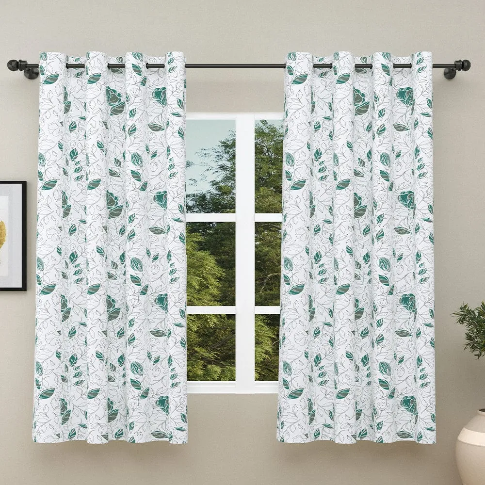 Blooming Roses Aqua Curtain Set