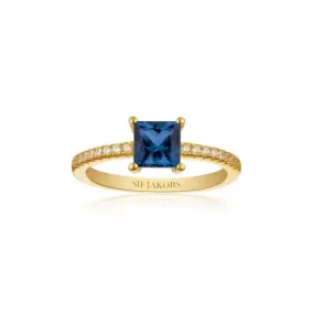 Blue Zirconia Ellera Quadrato Ring SJ-R42280-BLCZ-YG