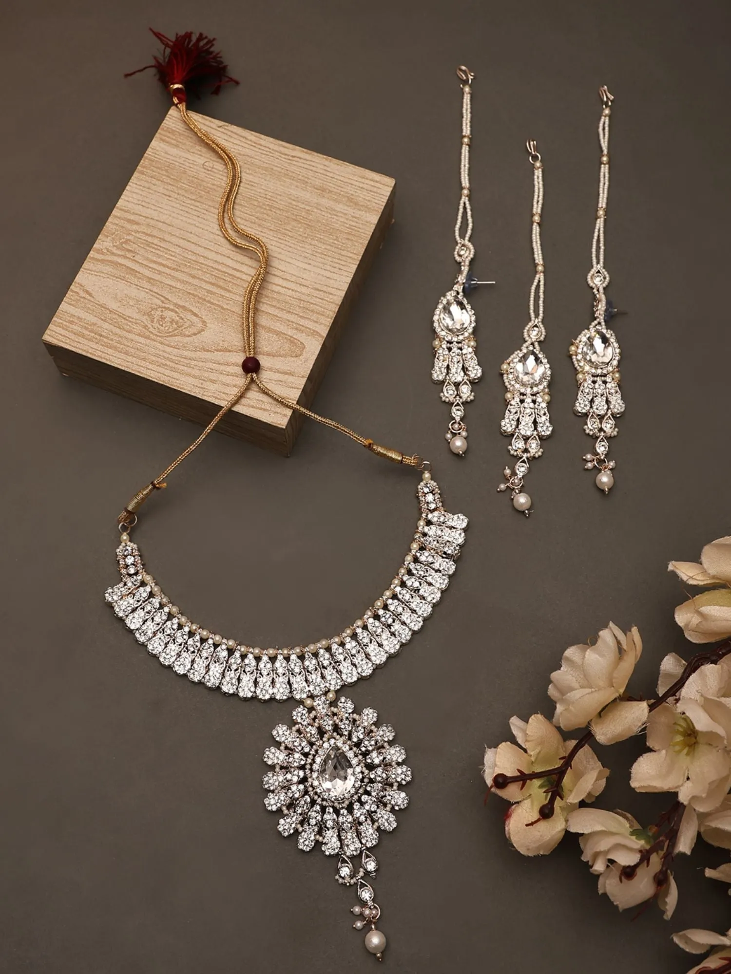 Brass White Jewelry Set - Pure Elegance For Every Occasion - Anikas Creation