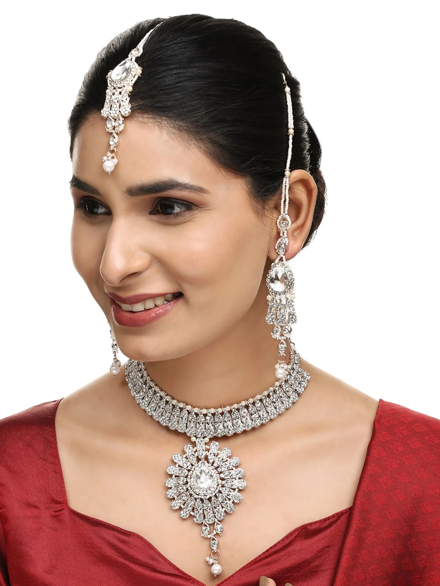 Brass White Jewelry Set - Pure Elegance For Every Occasion - Anikas Creation