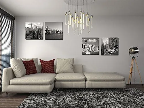 CANVAS PRINT FOR HOME DECORATION 4 PANELS NEW YORK CITY LANDMARK PAINTING WALL ART PICTURE PRINT ON CANVAS - HIGH DEFINITION MODERN GICLEE ARTWORK