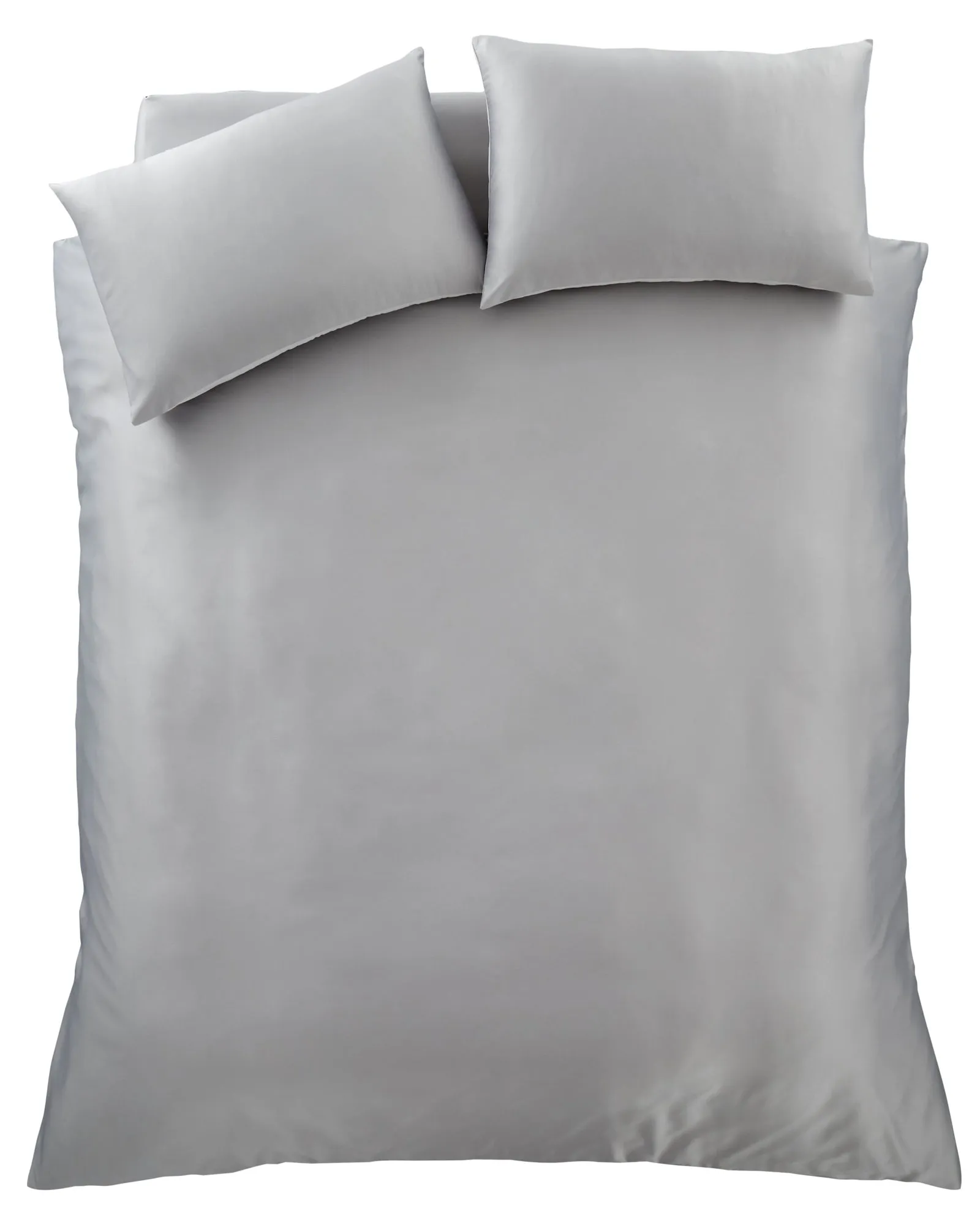 Catherine Lansfield Silver Silky Soft Satin Duvet Set