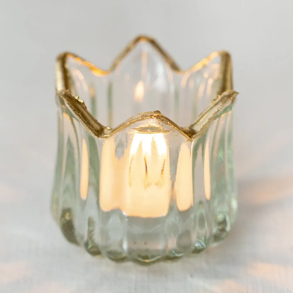 Crown Shape Tealight Holder with Gold Rim