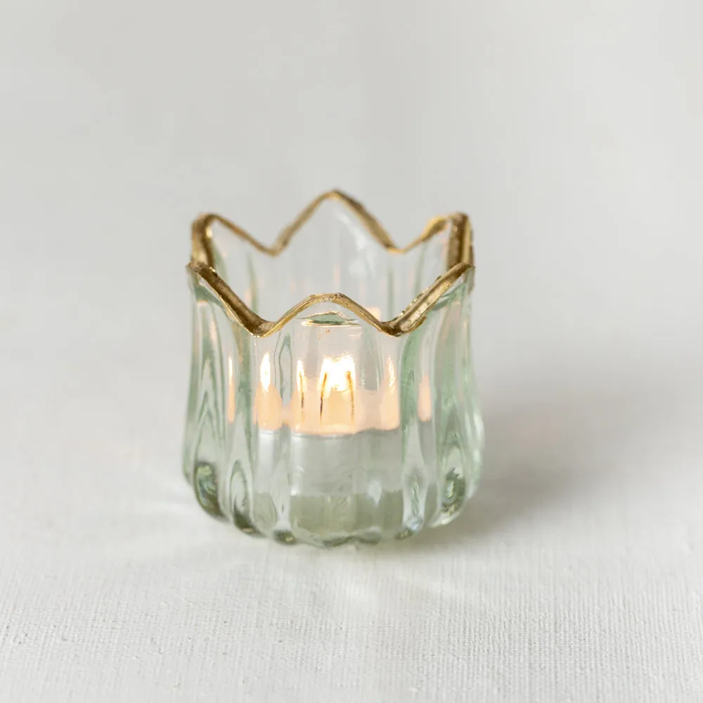 Crown Shape Tealight Holder with Gold Rim