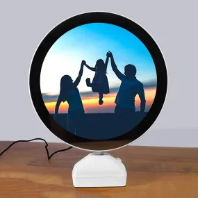 dooziegifts Magic Round Mirror Photo Frame with LED Lights for Wedding Anniversary, Birthday Gift, Home Decoration, Best Gift for Husband & Wife