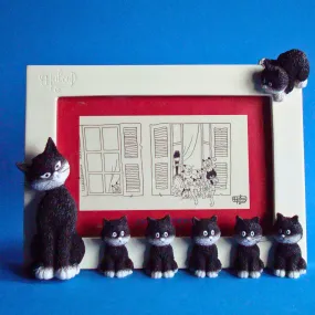 Dubout Cats - Cats in a Line Picture Frame (White Frame)