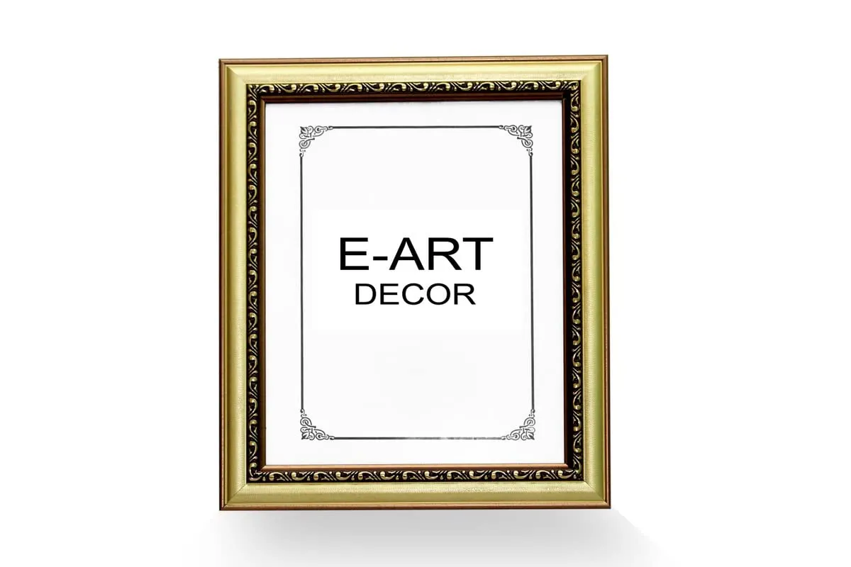 E-Art wood Table Top/Wall Hanging Photo Frames (2=5x5 inch Dal Gold) - pack of 2