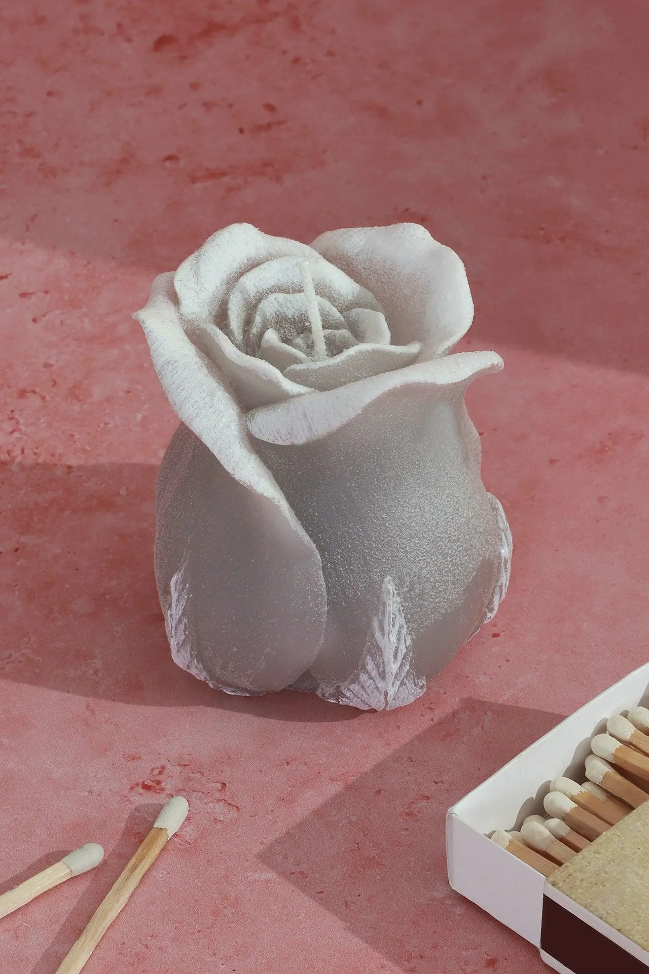 Elegant Silver Rose Decorative Candle