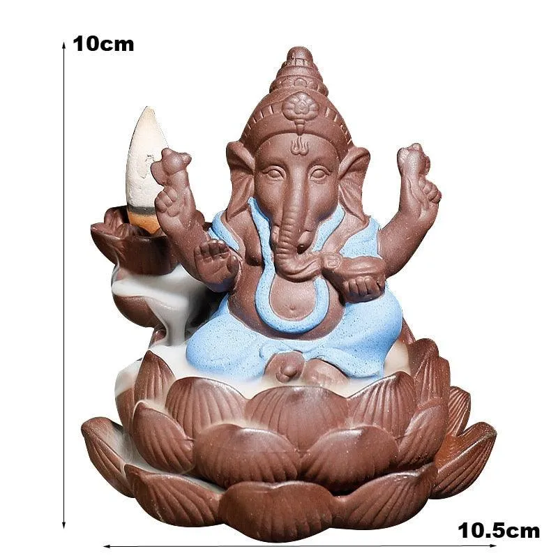 'Ganesha Lotus' Ceramic Incense Holder