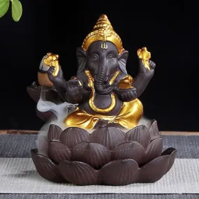 'Ganesha Lotus' Ceramic Incense Holder