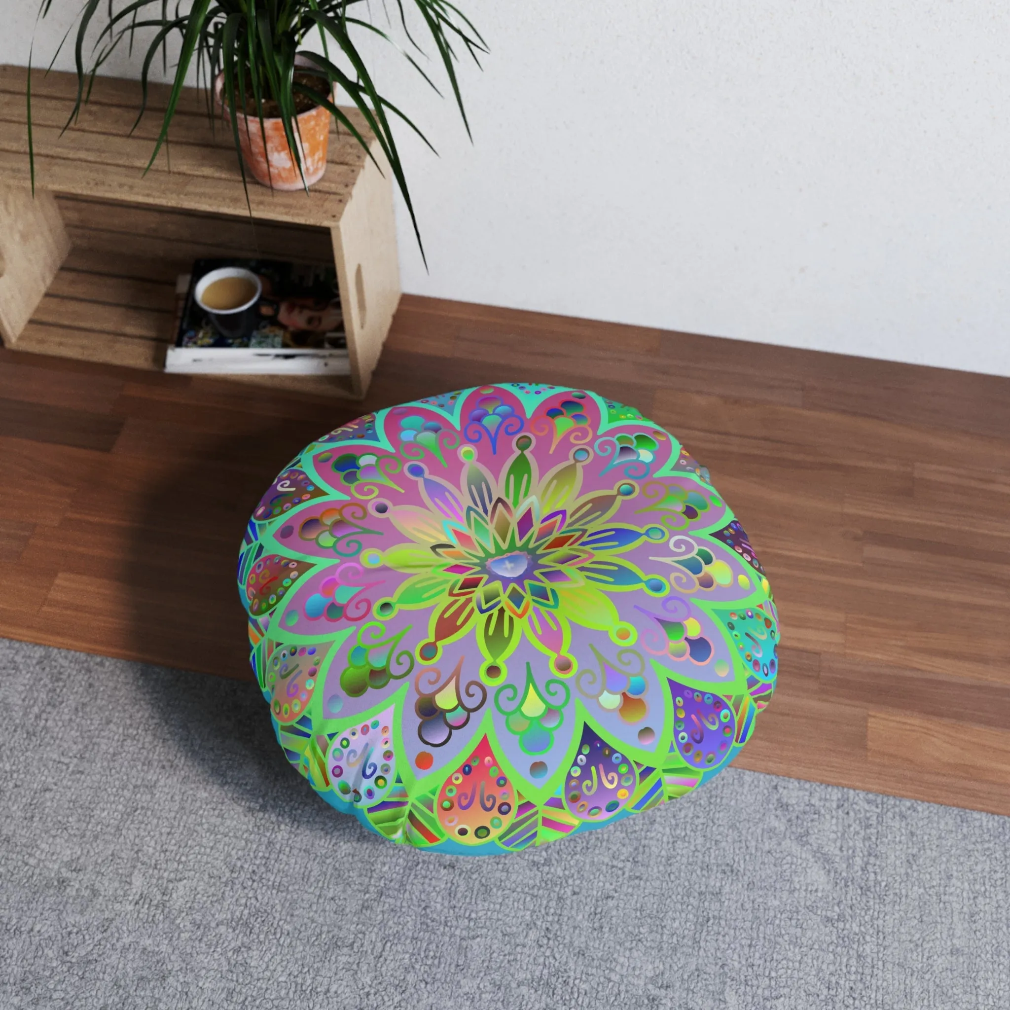 Hand Drawn Mandala Art Floor Cushion - Beautiful Design