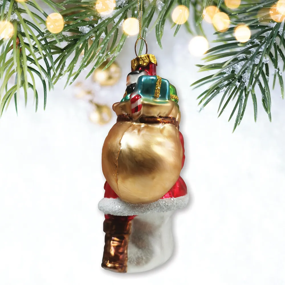 Holly Jolly Santa Claus with Gift Bag and Toys Ornament