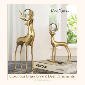 Luxurious Brass Crystal Deer Ornaments - Elegant Home Décor & Gift