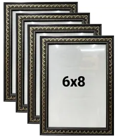 Maurvish Amazing Arts photo frame 6x8 inch, a5 photo frame, 6x8 photo frames, 6x8 photo frames for wall, small photo frame, photo frame collage, Black & Golden frame - set of 4