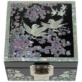 Mini Birds on a Plum Blossom Jewelry Box