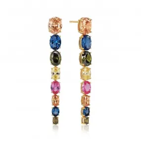 Multicoloured Zirconia Ellisse Lungo Otto Earrings SJ-E2324-XCZ-YG