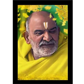 Neem Karoli Baba Photo Frame, Medium Size, Tabletop or Wall Mount, Graceful Smile Image-5x7 inch-106