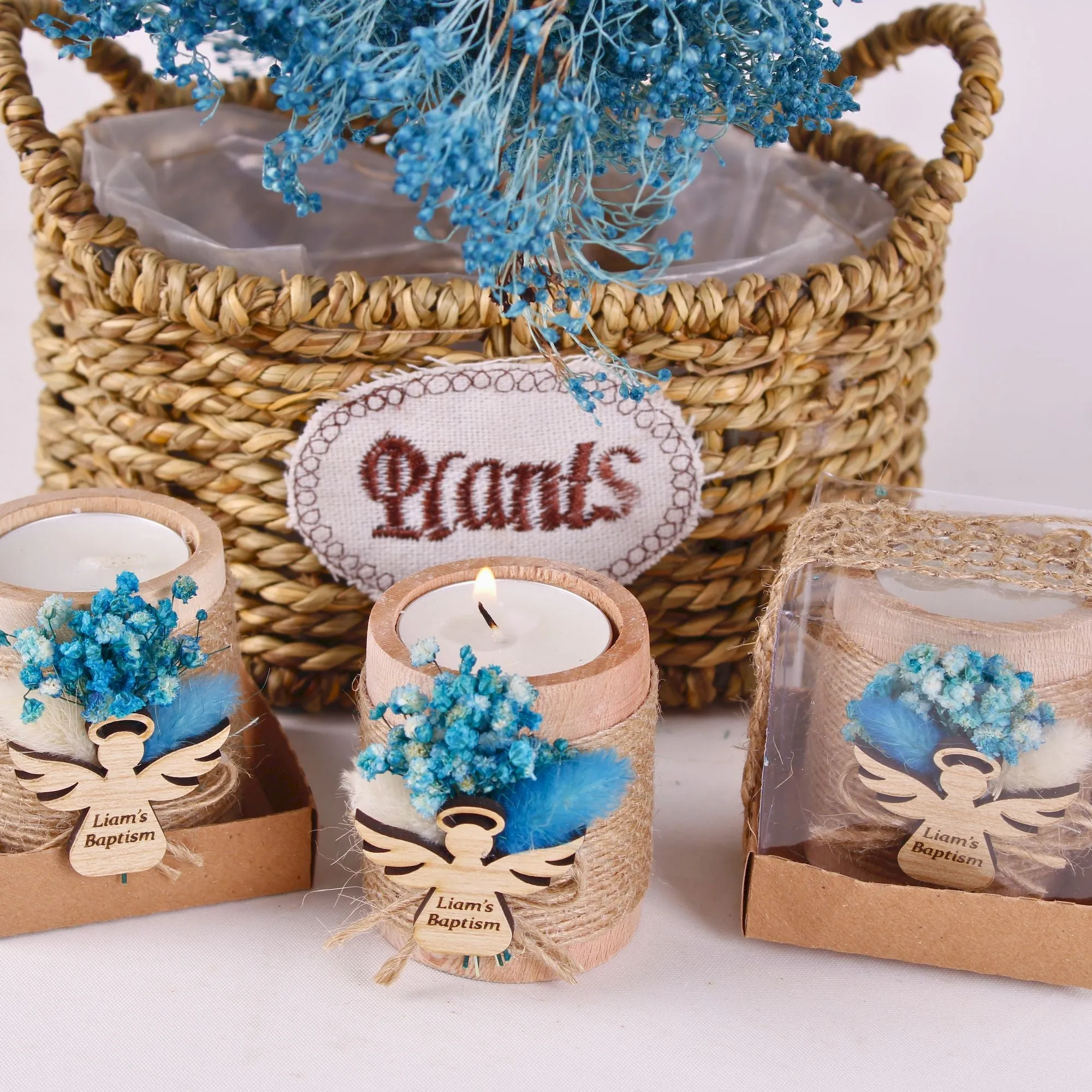 Personalized First Communion Gifts Wooden Tealight Holder, Baby Shower Gifts, Christening Gifts