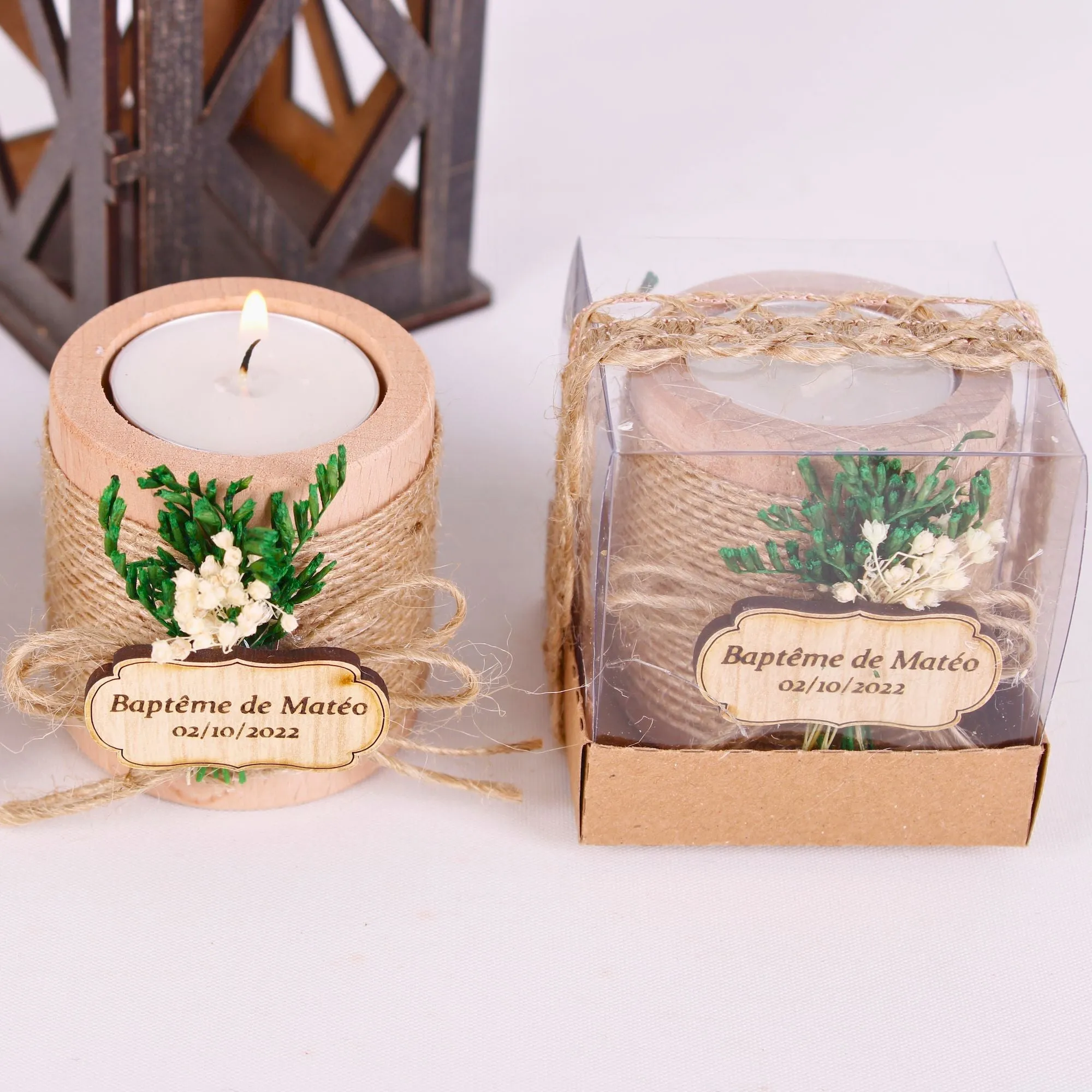 Personalized First Communion Gifts Wooden Tealight Holder, Baby Shower Gifts, Christening Gifts