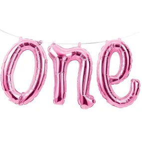 Pink One Foil Balloon Banner