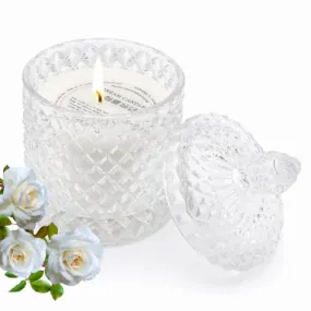 Premium Rose Aromatherapy Candle in Crystal Jar- 100% Pure Soy Wax, Natural Fragrance for Relaxation and Tranquility | Smoke-Free | Rose Fragrance Candle for Home & Gift Sets (340G (4 * 85G))