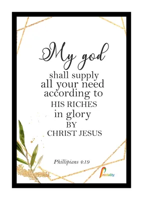 Printality Wall Photo Frame My god Shall Supply Bible Verse Printed Wall Hanging Photo Frame for Home Photo Frames for wall dacoration