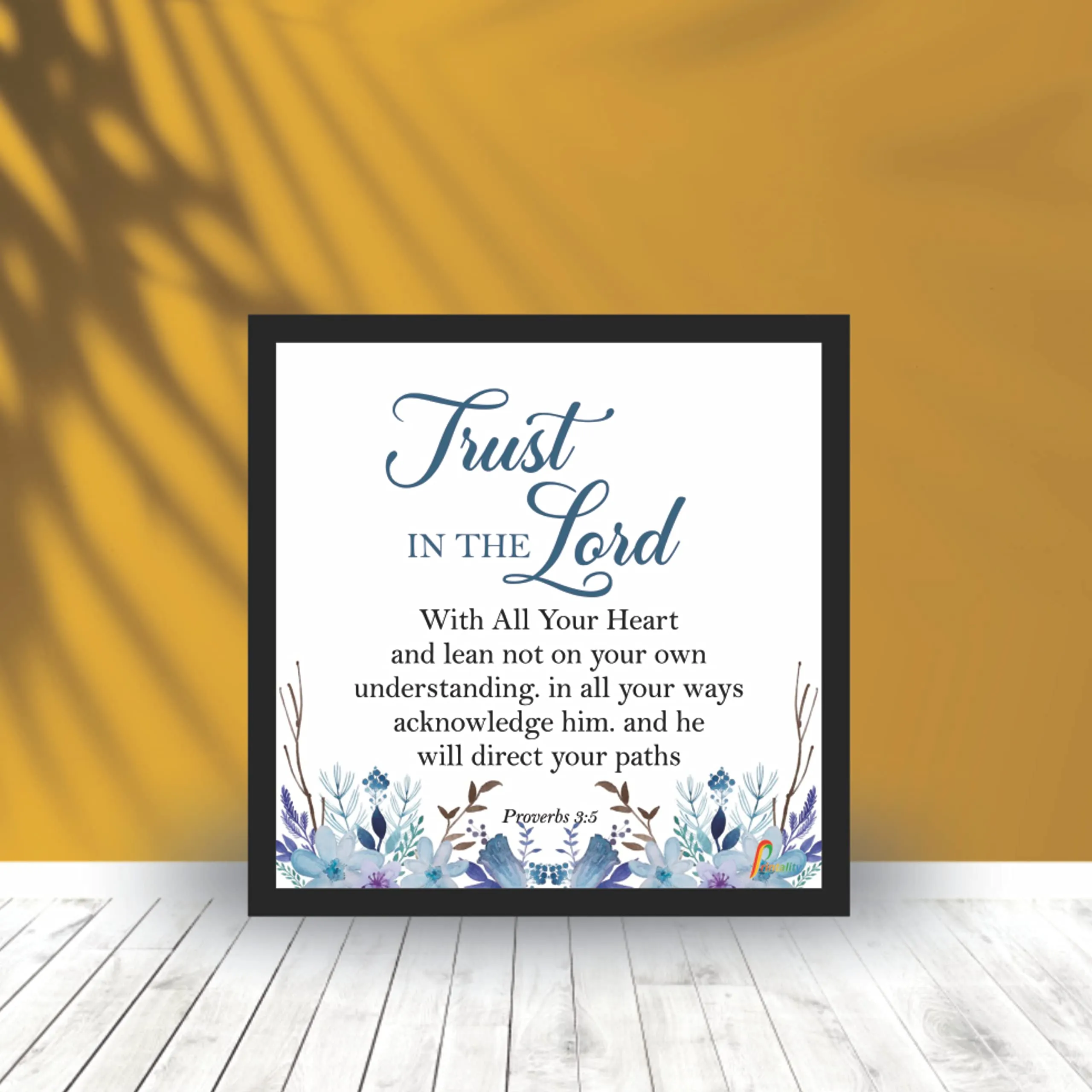 Printality Wall Photo Frame Trust in the Lord Bible Verse Printed Wall Hanging Photo Frame for Home Décor Jesus Quotes Photo Frames for Christian Wall Frames