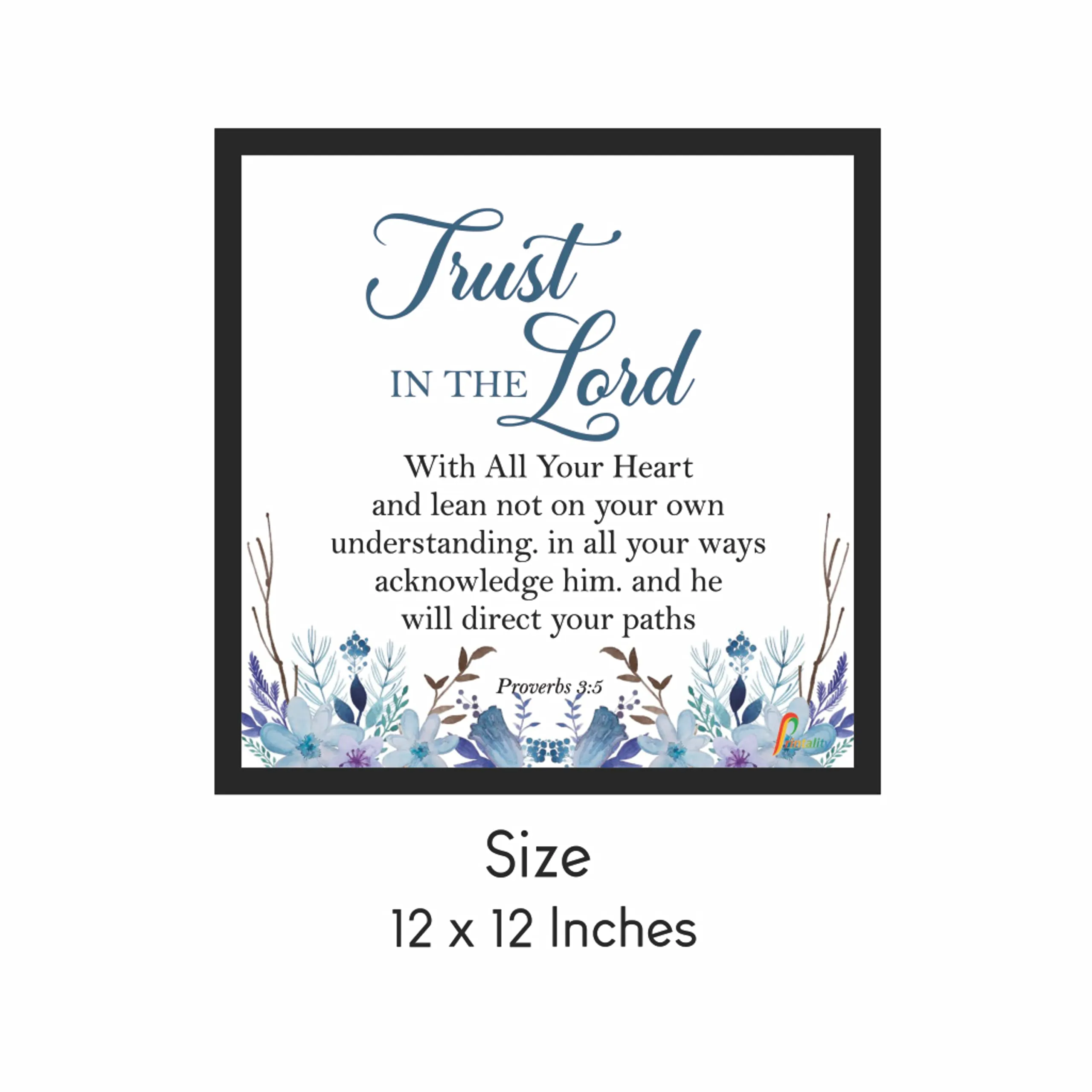 Printality Wall Photo Frame Trust in the Lord Bible Verse Printed Wall Hanging Photo Frame for Home Décor Jesus Quotes Photo Frames for Christian Wall Frames