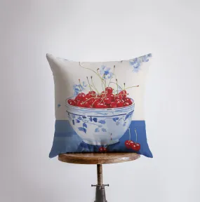 Red Cherry Bowl | Gouache Painting | Food Pillow | Fruit | Abstract Still Life | Throw Pillow | Home Decor | Gift for Her | Pillow Cover