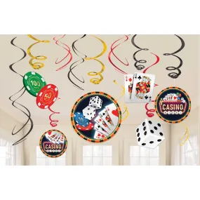 Roll The Dice Casino Hanging Swirl Decorations Value Pack 12pk