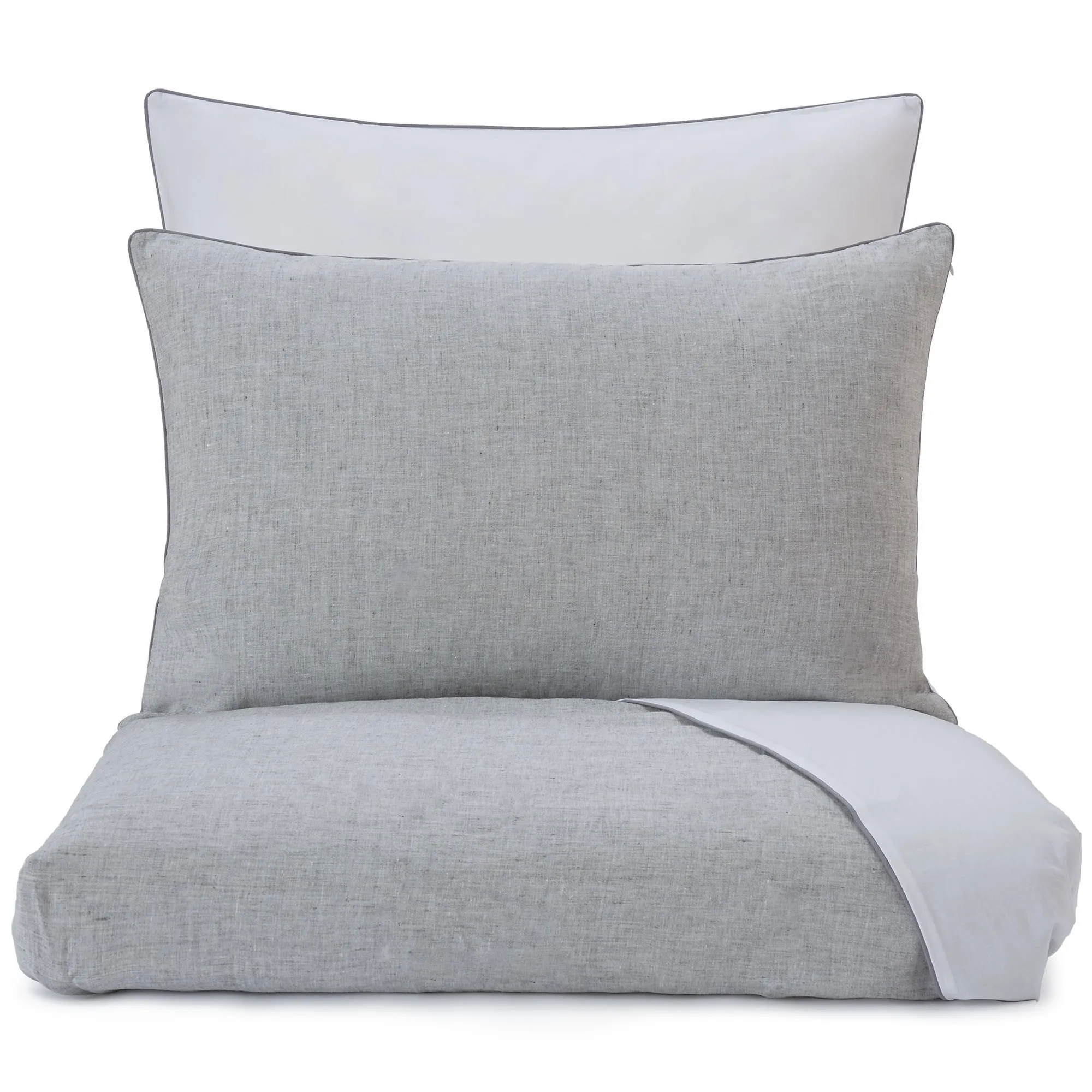 Sameiro Linen Bedding [Grey/White/Charcoal]