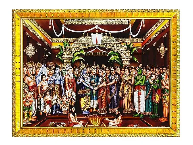 S.K Srinivasa Kalyanam Big Photo Frame For Wall/Table/Pooja Room/Mandir Large Picture Frame (12 x 18 inches, Without Glass) Golden