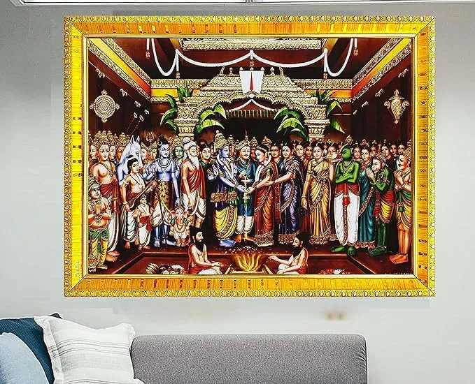 S.K Srinivasa Kalyanam Big Photo Frame For Wall/Table/Pooja Room/Mandir Large Picture Frame (12 x 18 inches, Without Glass) Golden