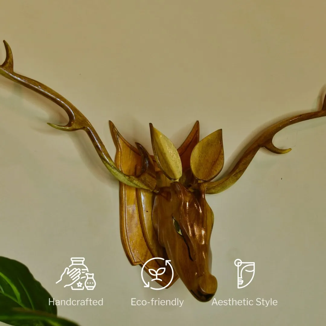 Sowpeace Artisan Wooden Deer Head: Exquisite Home Decor